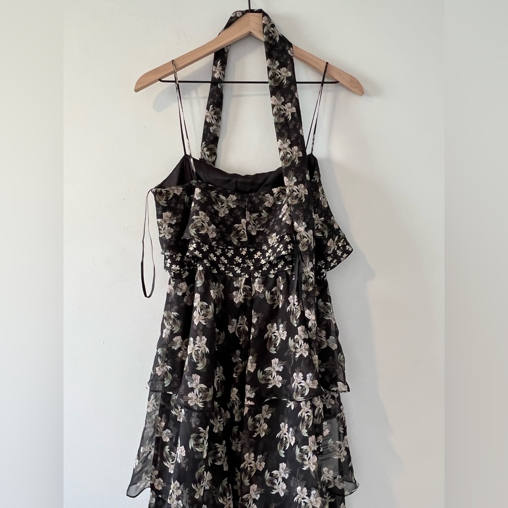 NWT Jill Stuart Kiera floral ruffle tiered gown maxi dress black formal boho - Picture 11 of 12
